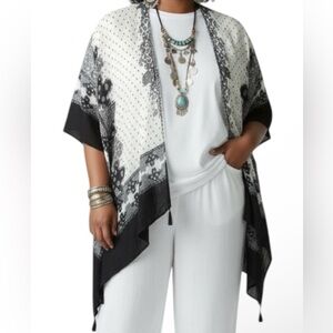 Navy and White Kimono with tassels - OSFA